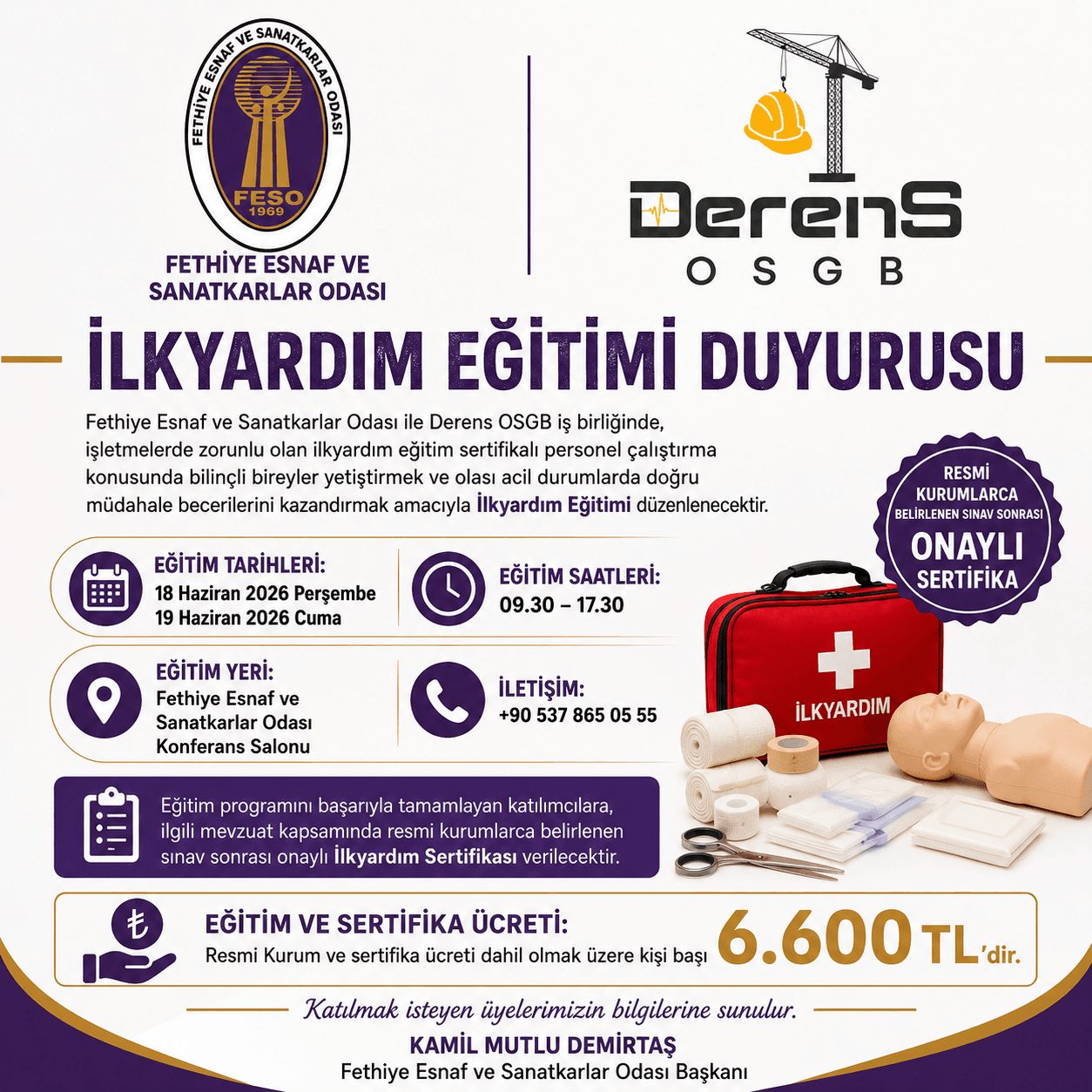 İLKYARDIM EĞİTİMİ DUYURUSU - Galeri 1